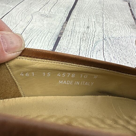 Johnston Murphy Passport Loafers Brown Leather Kiltie Tassel‎ Shoes Sz 10W Italy - Picture 11 of 13